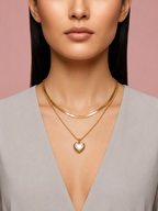 Open heart layered necklace