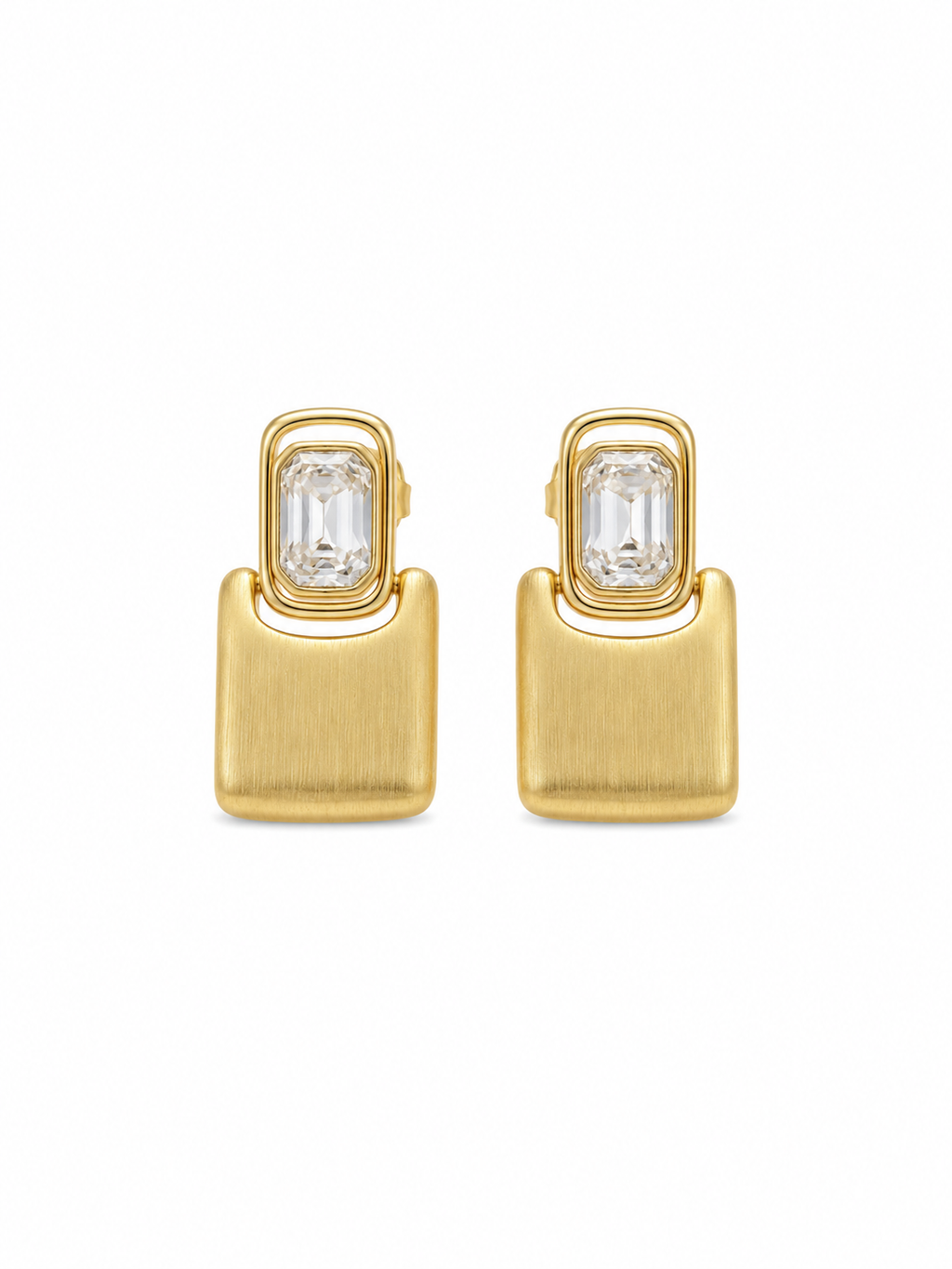 Matte Gold Diamond Drop Earrings