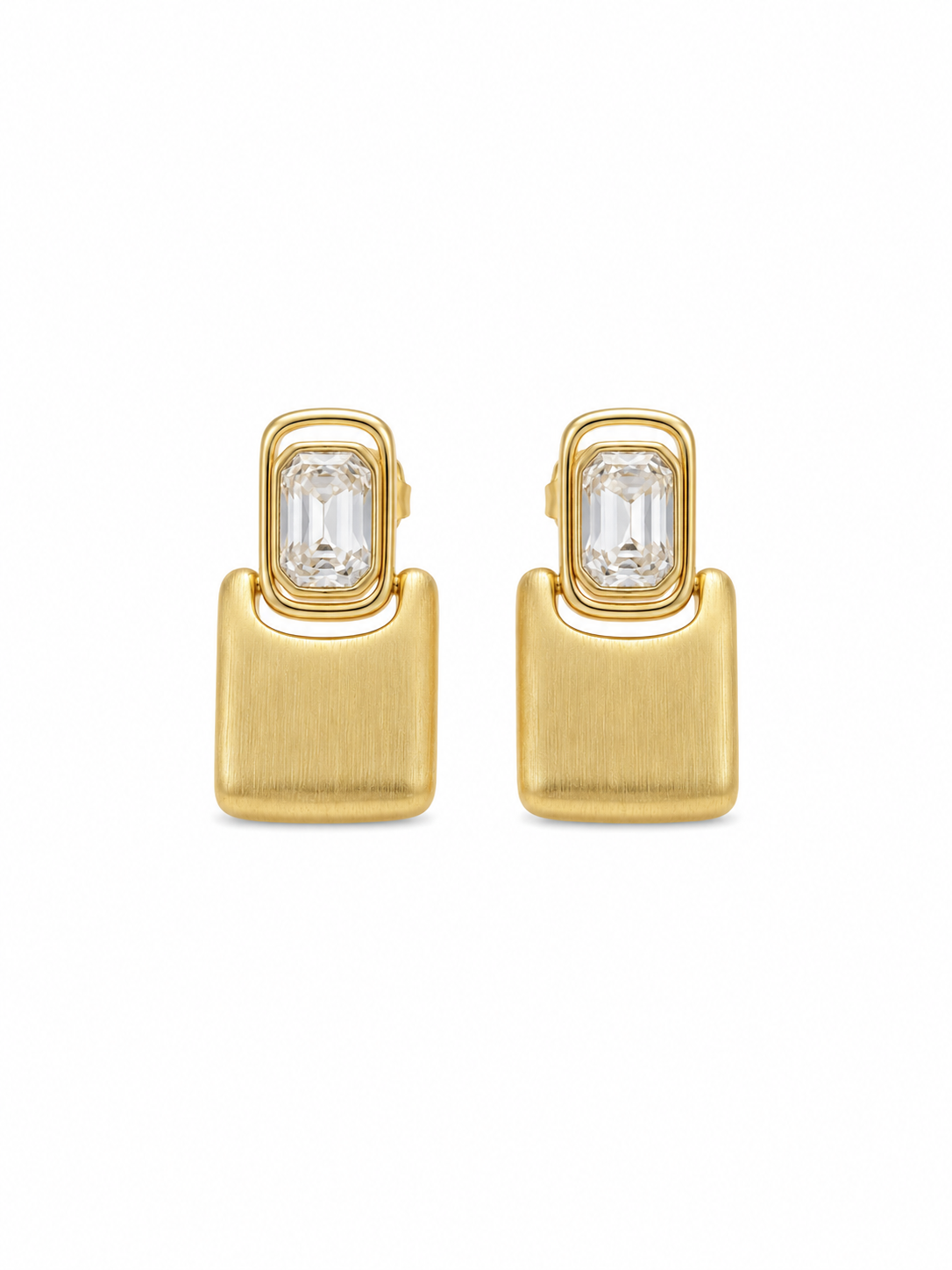 Matte Gold Diamond Drop Earrings