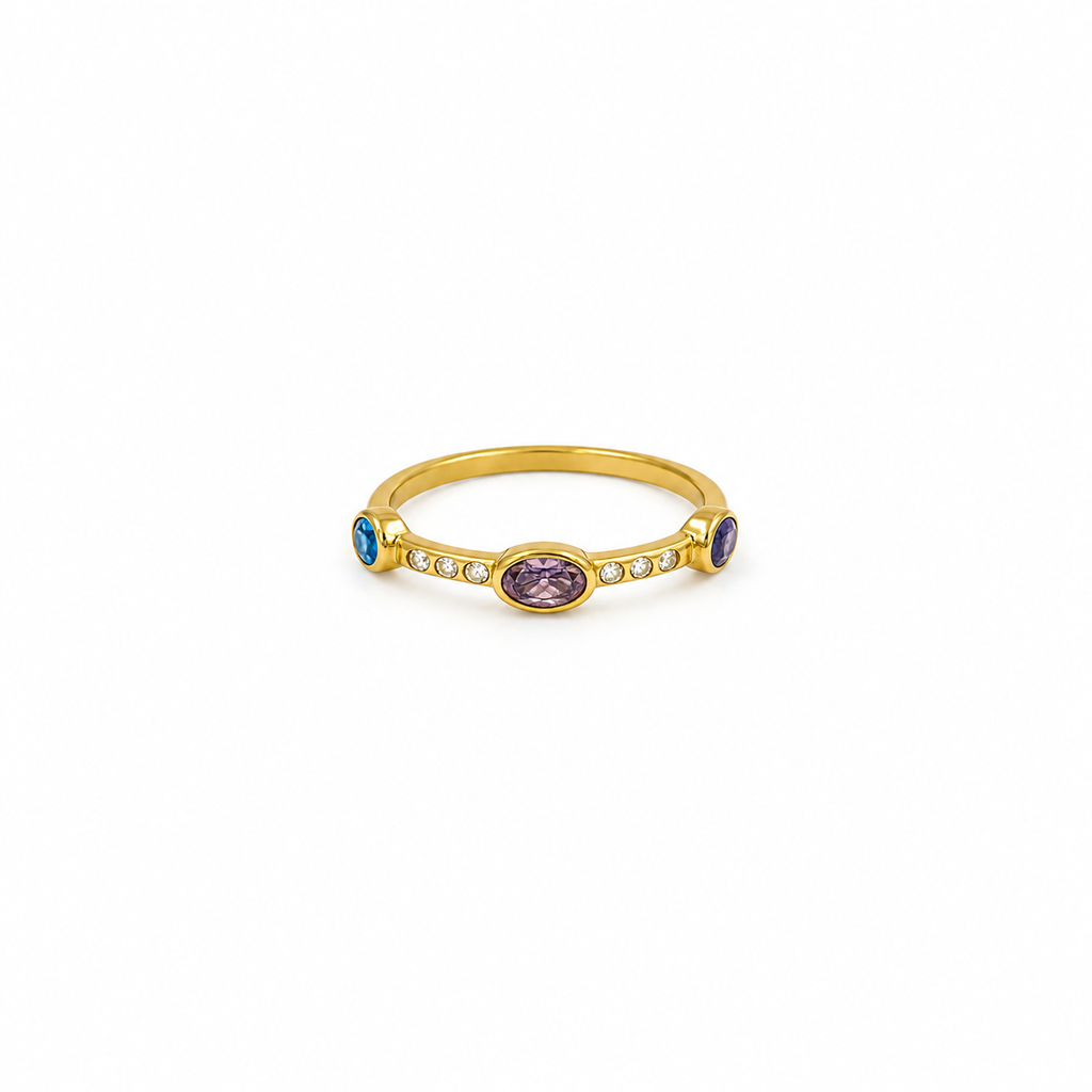 Rainbow Zircon Gemstone Ring – anti-tarnish gold ring by Nesiy