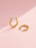 Anti-Tarnish Gold Twisted Hoop Earrings for Women