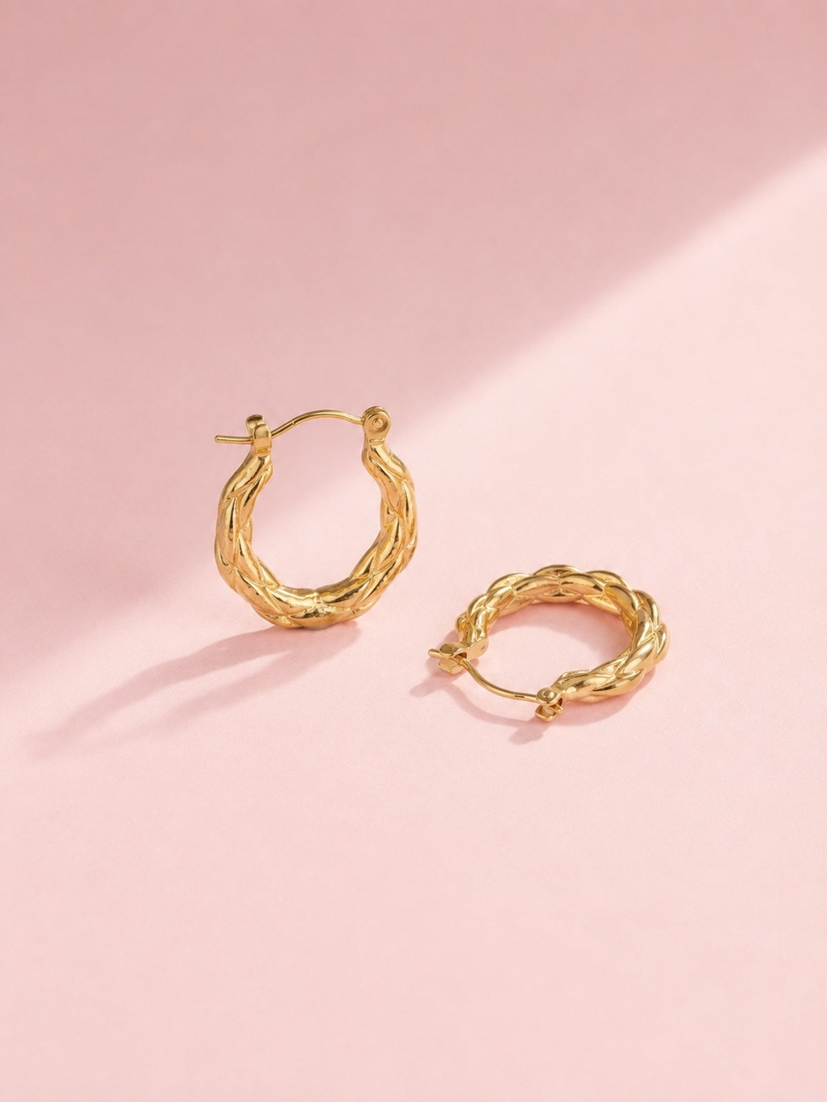 Anti-Tarnish Gold Twisted Hoop Earrings for Women