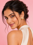 Tri-Tone Heart Stud Earrings | 18K Gold-Plated Jewellery
