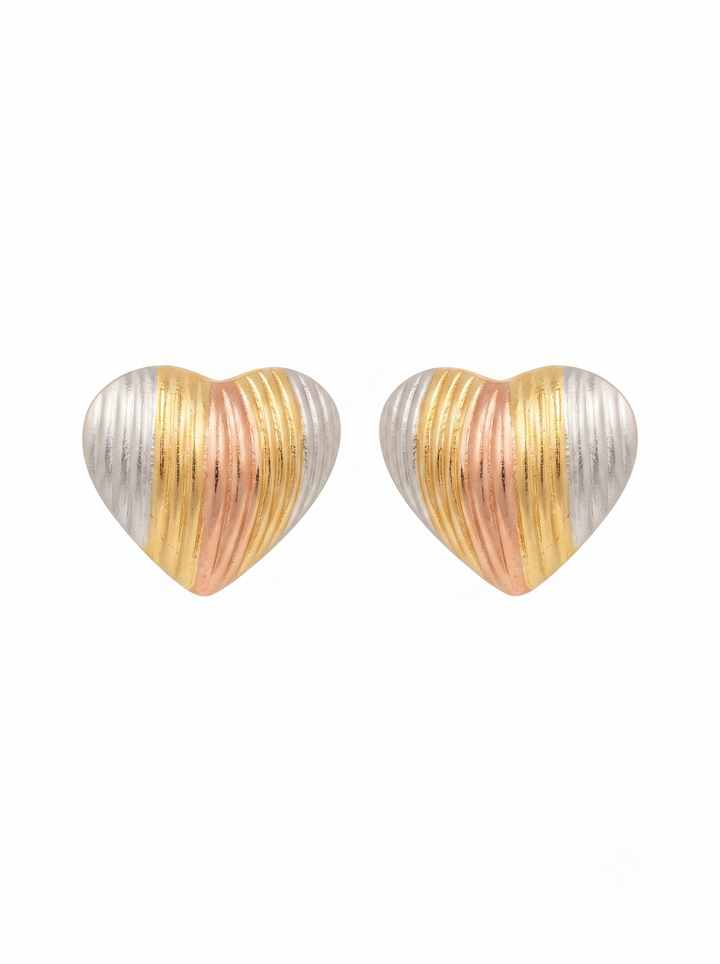 Tri-Tone Heart Stud Earrings | 18K Gold-Plated Jewellery