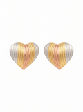 Tri-Tone Heart Stud Earrings | 18K Gold-Plated Jewellery
