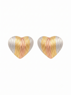 Tri-Tone Heart Stud Earrings | 18K Gold-Plated Jewellery