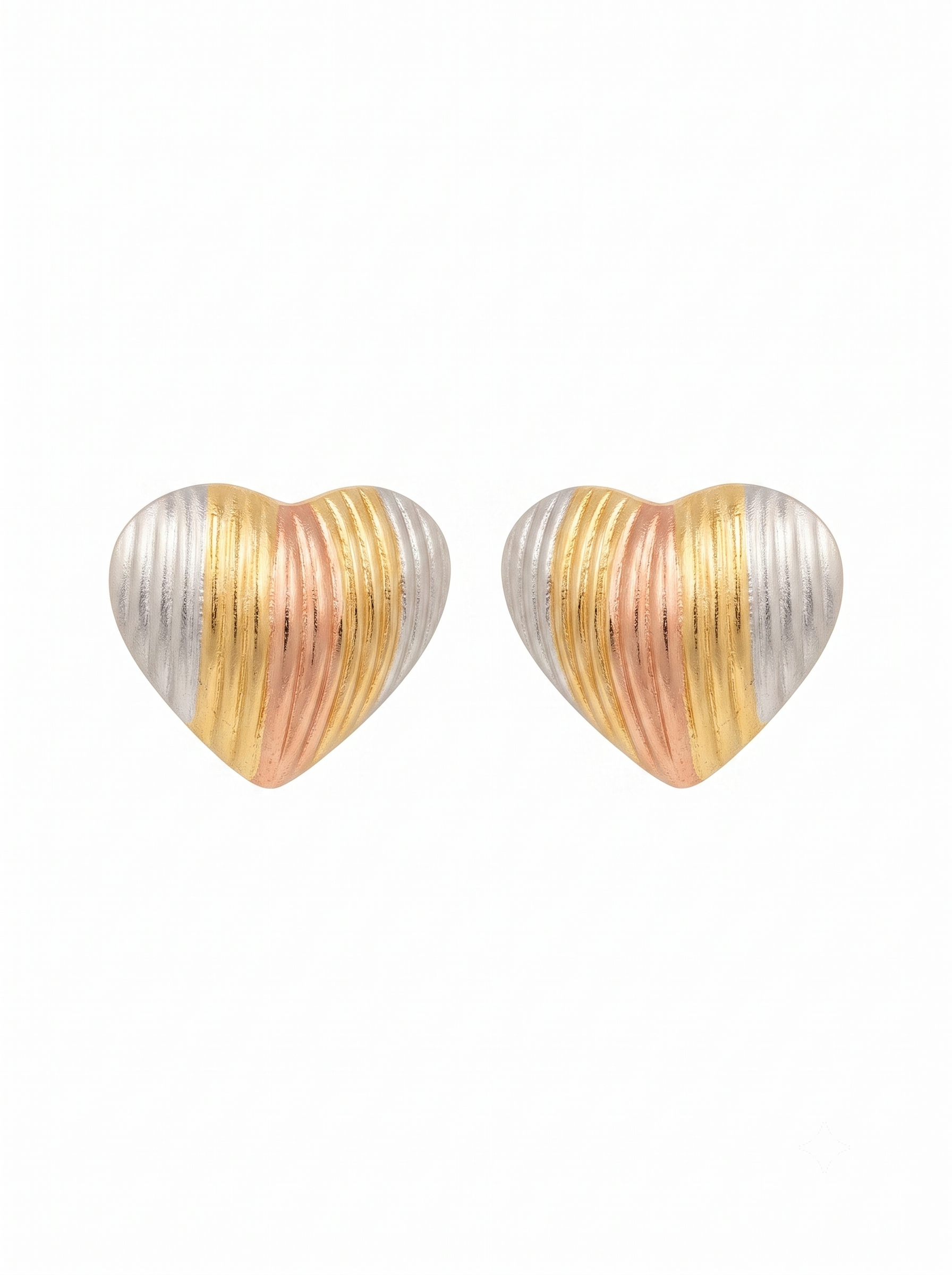 Tri-Tone Heart Stud Earrings | 18K Gold-Plated Jewellery