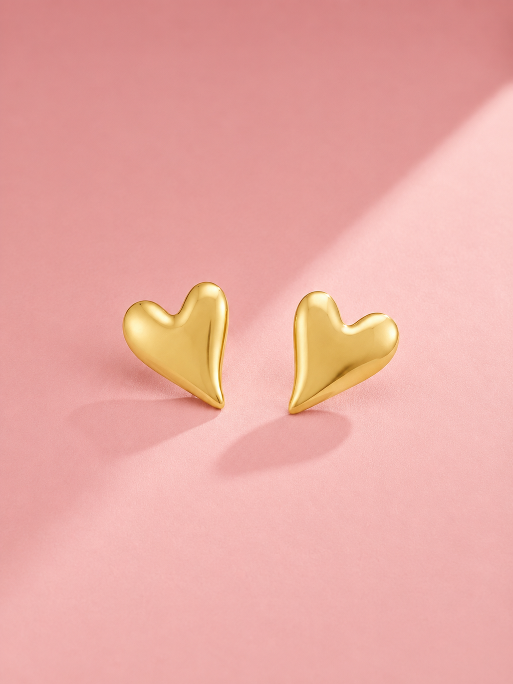 Gold-Plated Puffy Heart Stud Earrings | 18K Gold-Plated Jewellery