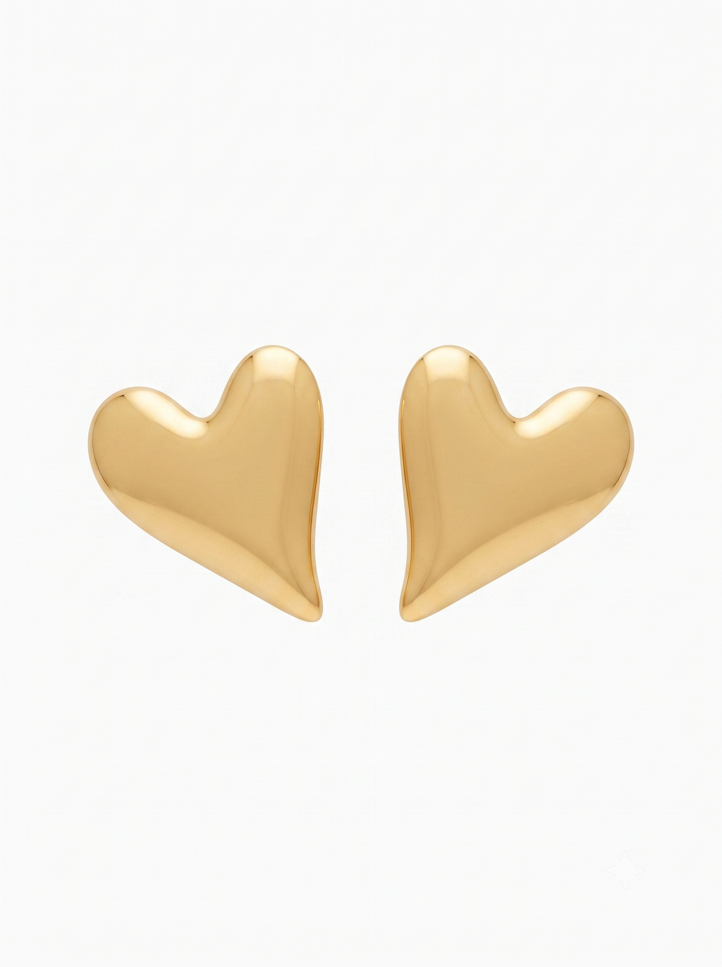 Gold-Plated Puffy Heart Stud Earrings | 18K Gold-Plated Jewellery