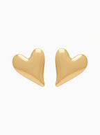 Gold-Plated Puffy Heart Stud Earrings | 18K Gold-Plated Jewellery