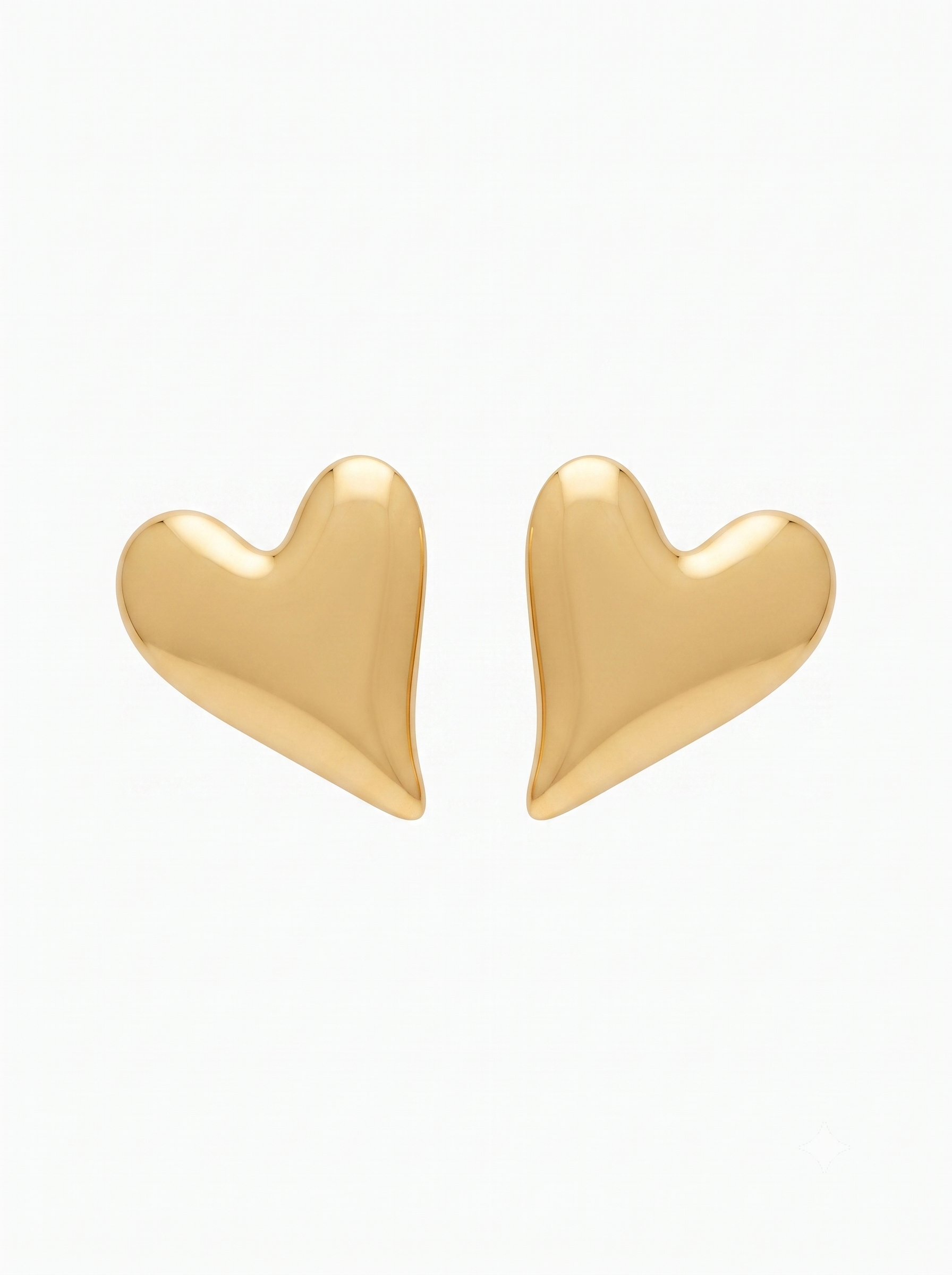 Gold-Plated Puffy Heart Stud Earrings | 18K Gold-Plated Jewellery