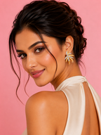Gold &amp; Silver Palm Leaf Earrings | 18K Gold-Plated Demi-Fine Jewellery