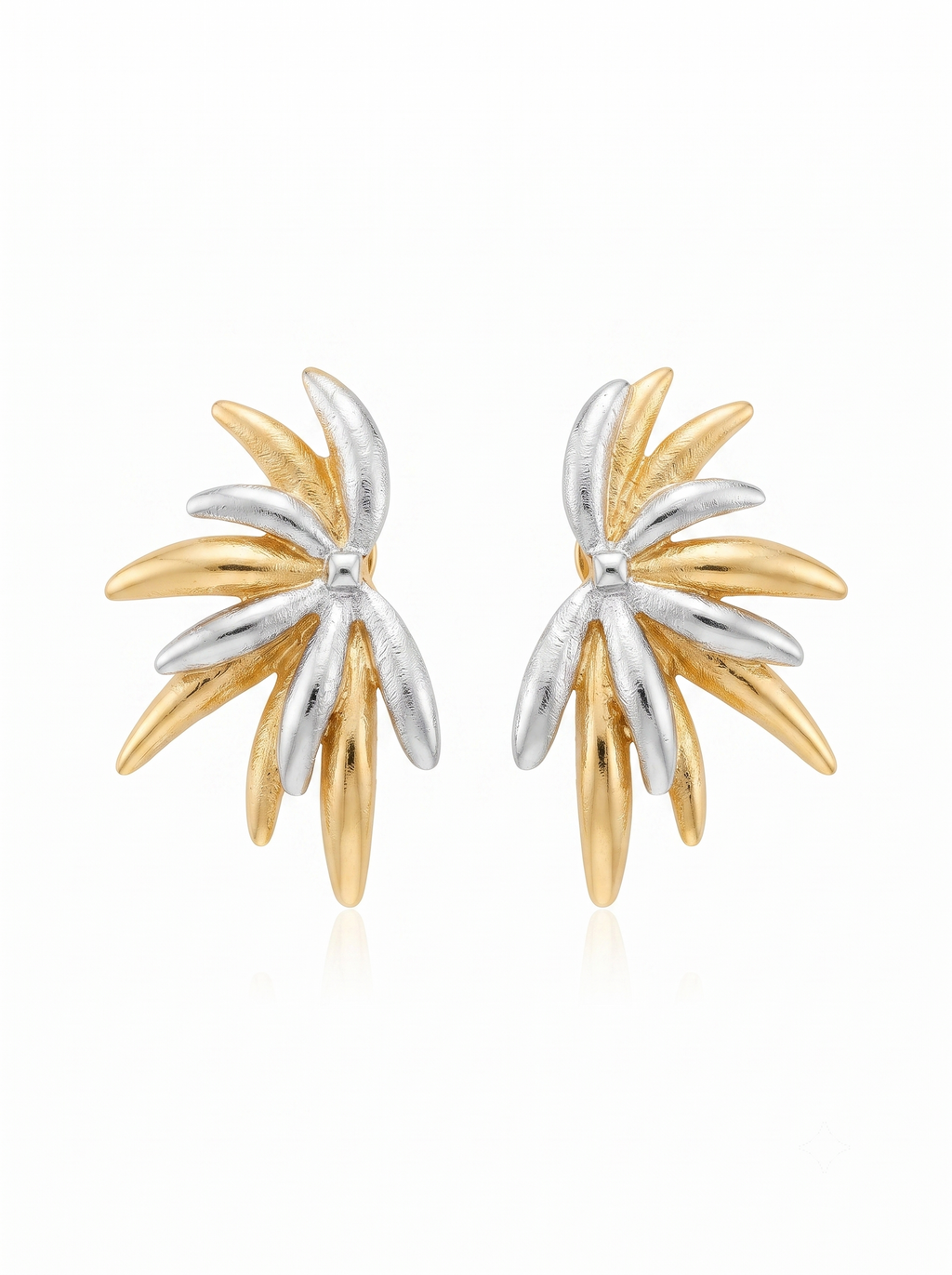 Gold &amp; Silver Palm Leaf Earrings | 18K Gold-Plated Demi-Fine Jewellery
