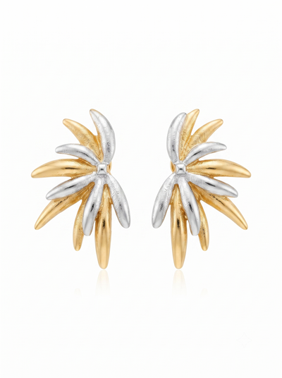 Gold & Silver Palm Leaf Earrings | 18K Gold-Plated Demi-Fine Jewellery
