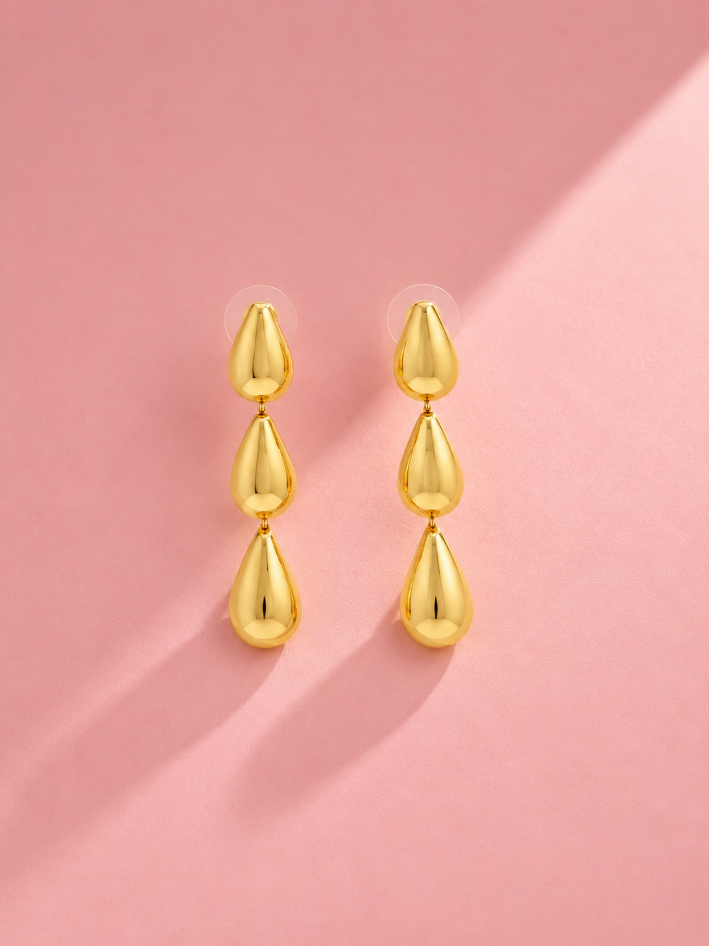 Gold Triple Drop Earrings | 18K Gold-Plated Demi-Fine Jewellery