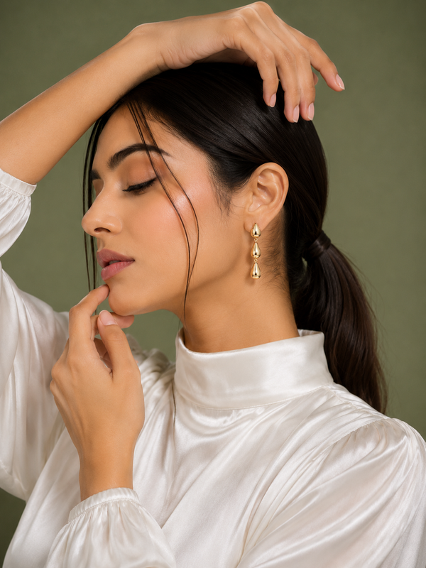 Gold Triple Drop Earrings | 18K Gold-Plated Demi-Fine Jewellery