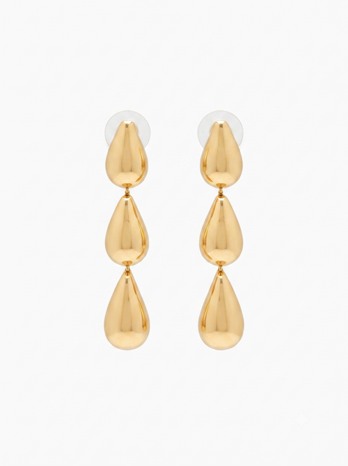 Gold Triple Drop Earrings | 18K Gold-Plated Demi-Fine Jewellery