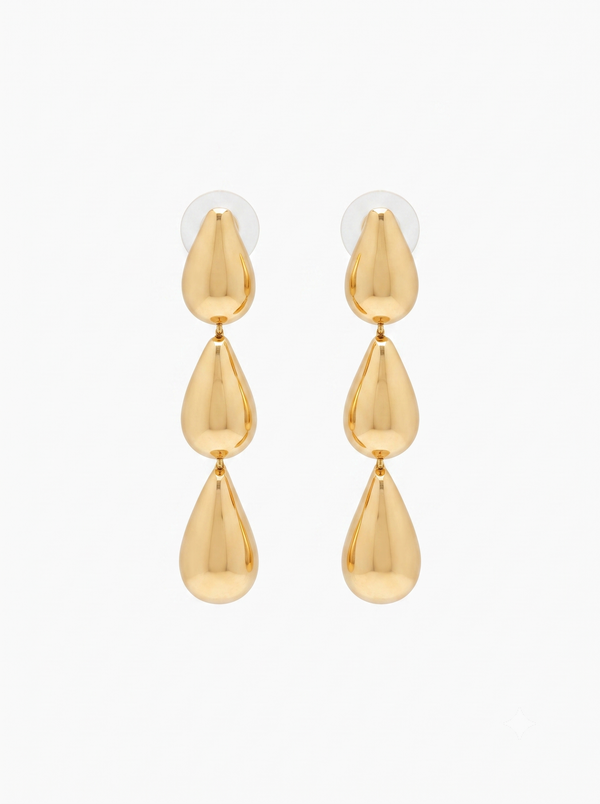 Gold Triple Drop Earrings | 18K Gold-Plated Demi-Fine Jewellery