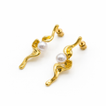 Twisted Gold pearl Statement Earrings