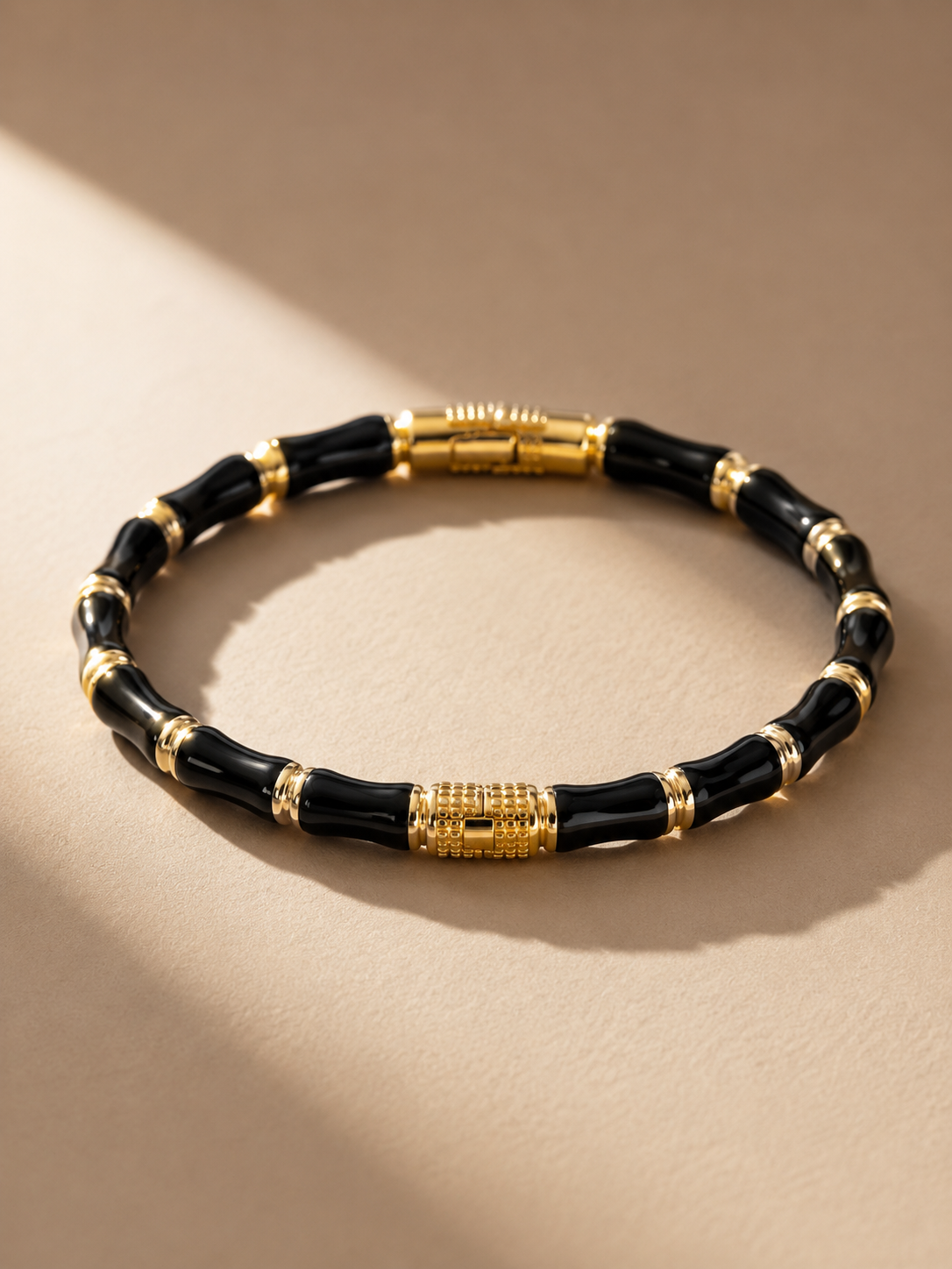 Black bamboo link Kada bracelet