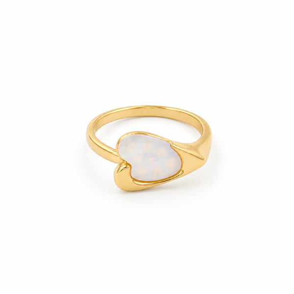 Pearl Heart Sparkle Ring – anti-tarnish gold ring by Nesiy