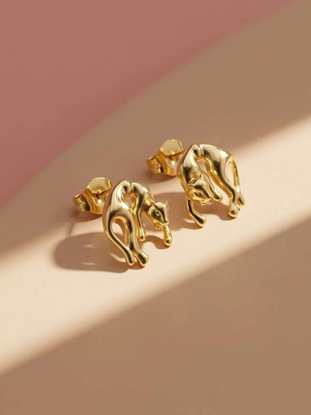 Golden Panther Stud Earrings