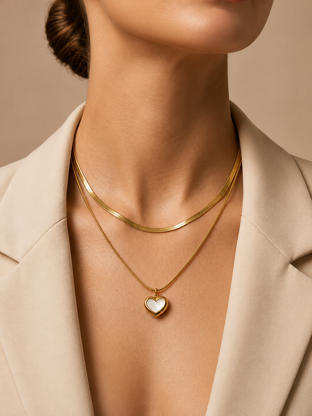 Open heart layered necklace