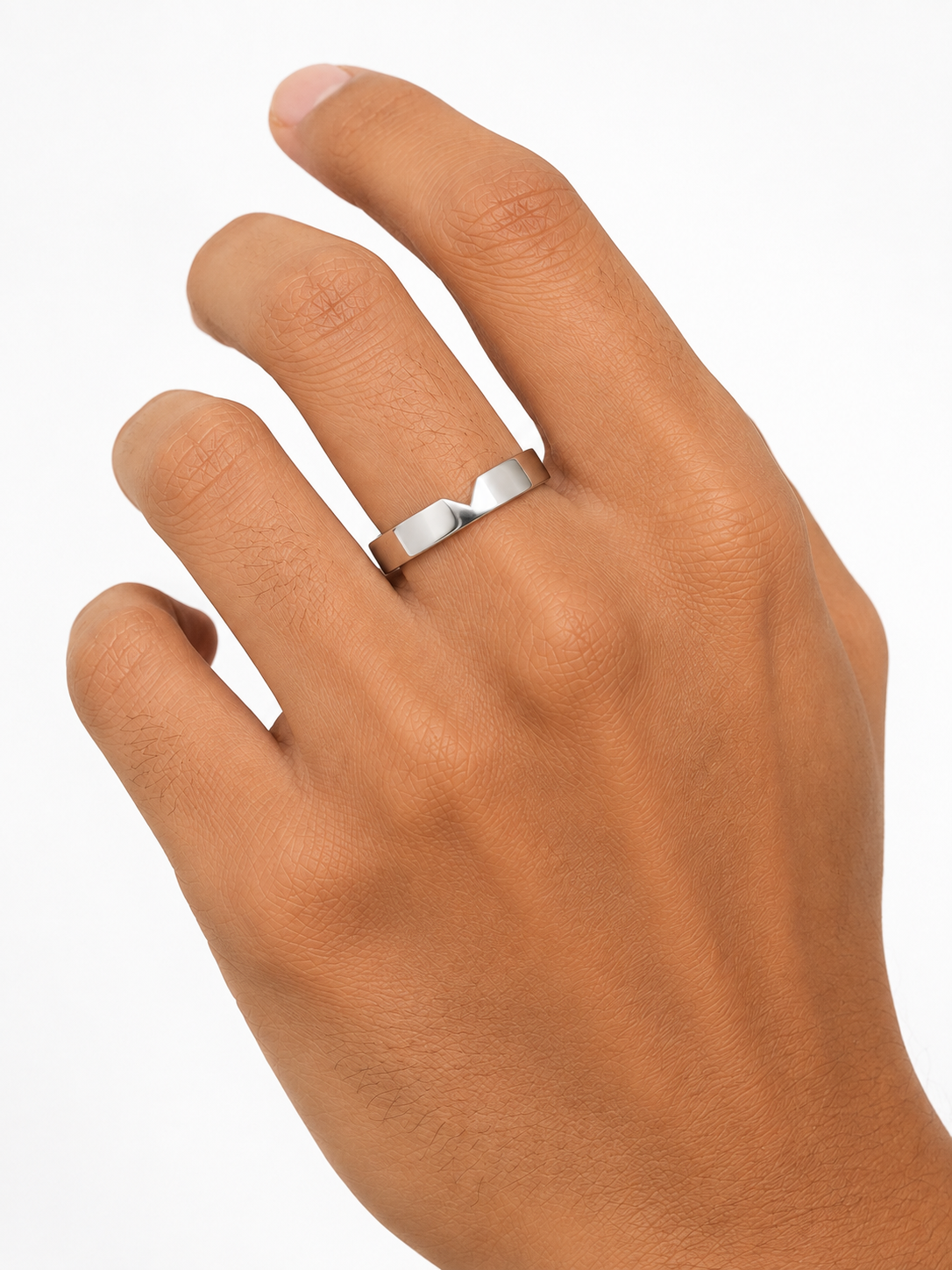 V cut Sleek Band Ring For Him