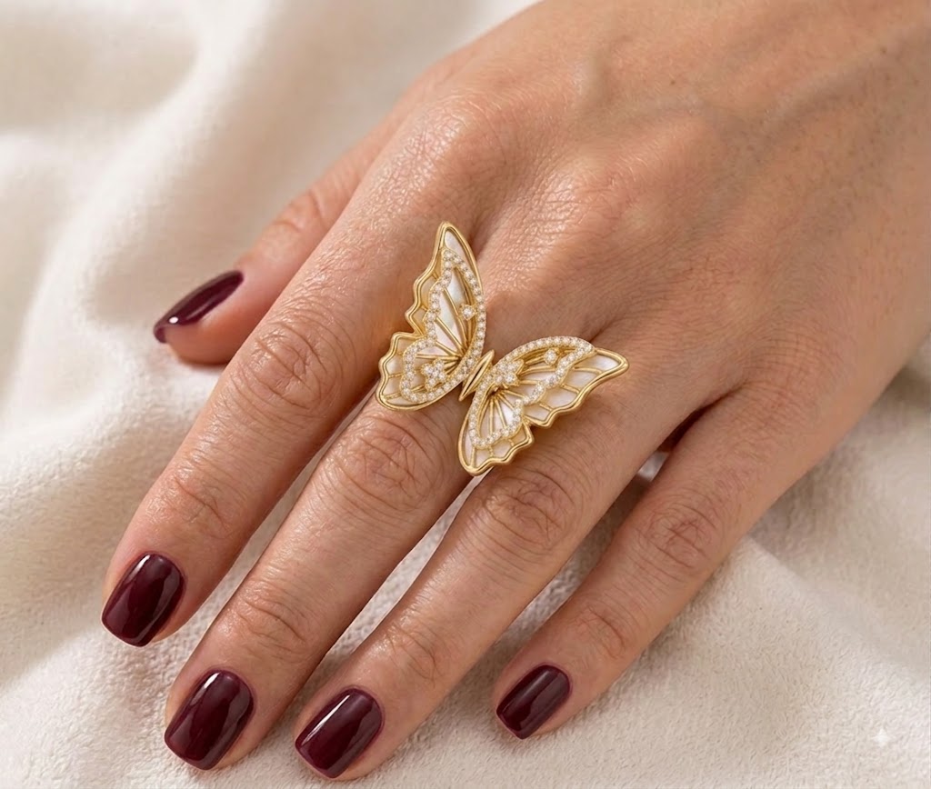 Golden Beauty Butterfly Ring – anti-tarnish gold ring by Nesiy (view 2)