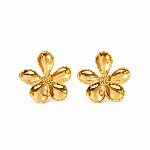 Gold Plated Flora Flower Stud Earrings