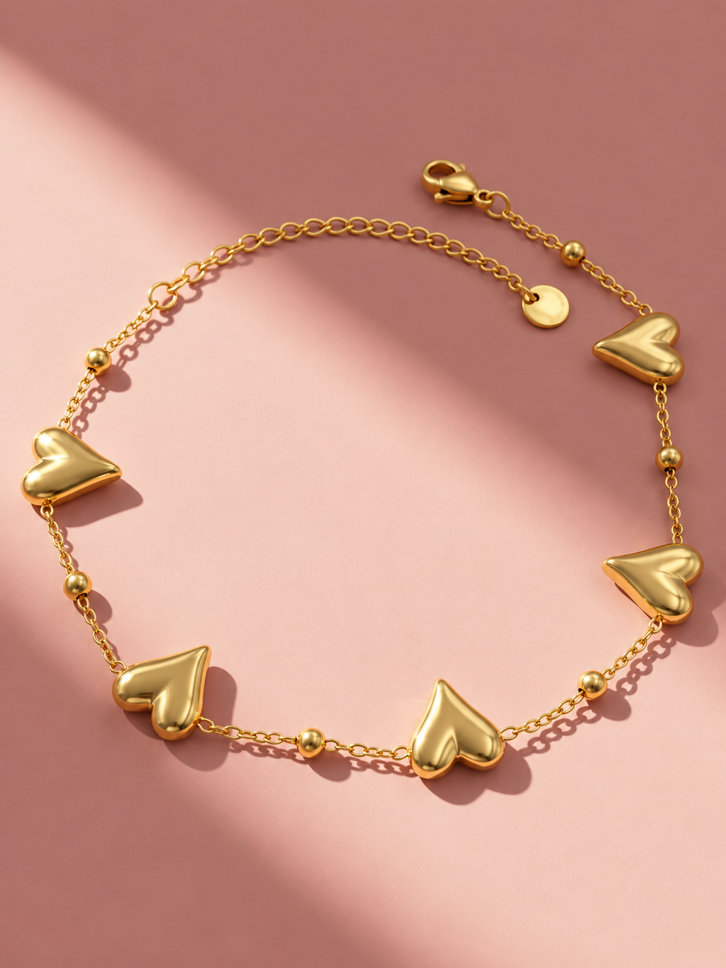Golden Puffy Heart Bracelet