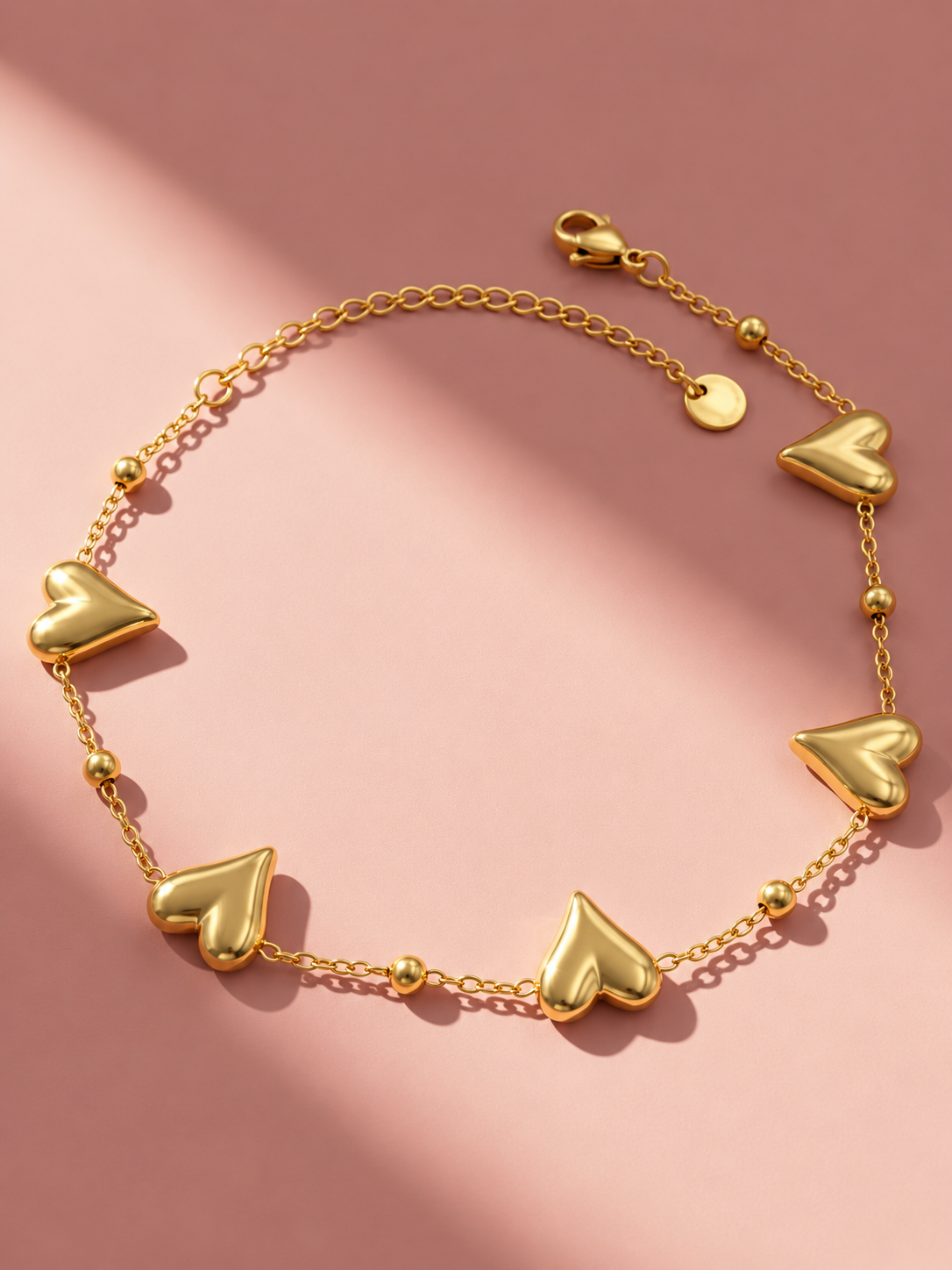 Golden Puffy Heart Bracelet