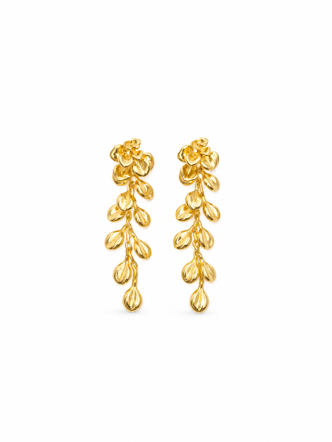Golden Floral Vine Drop Earrings