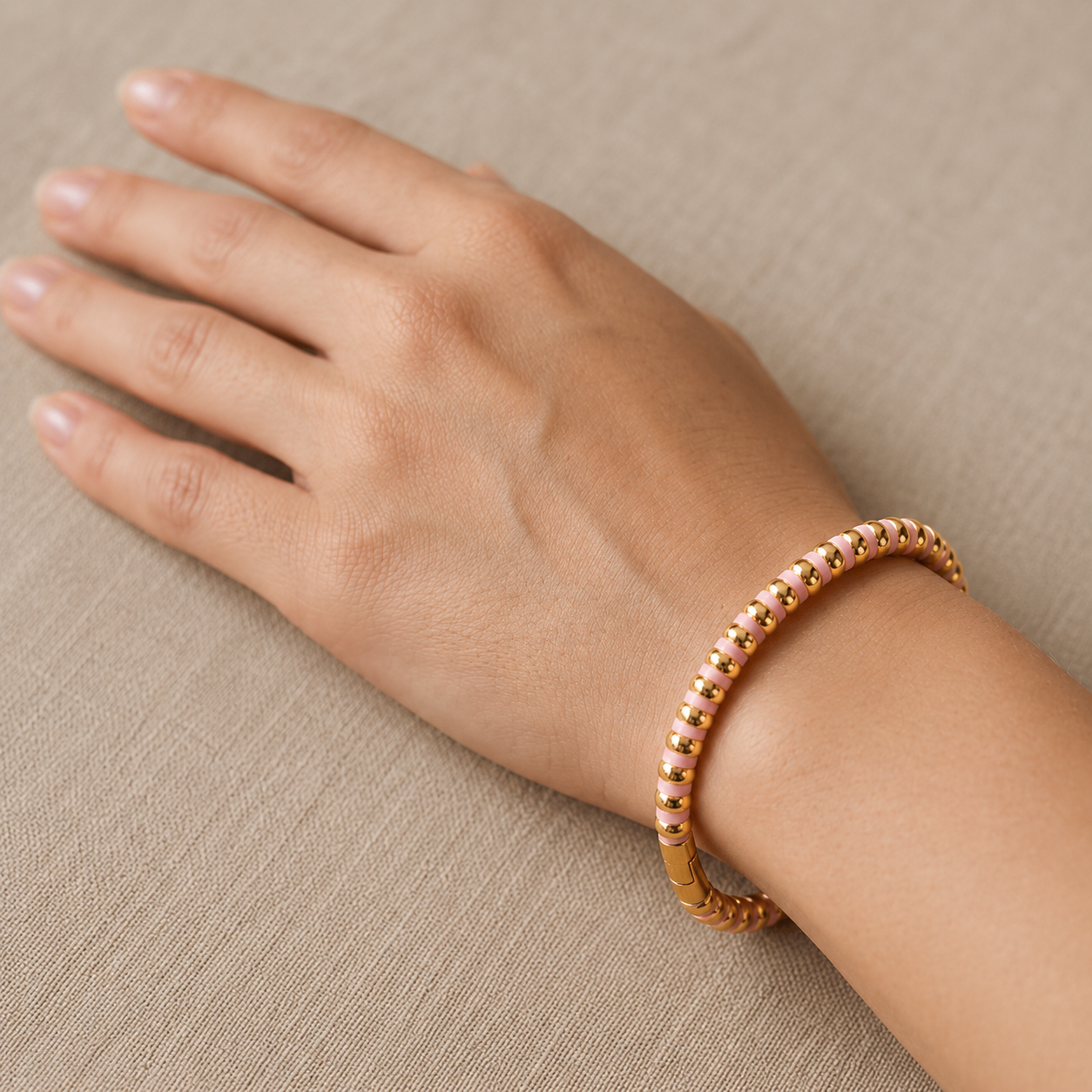 Pink Gold enamel Kada Bracelet