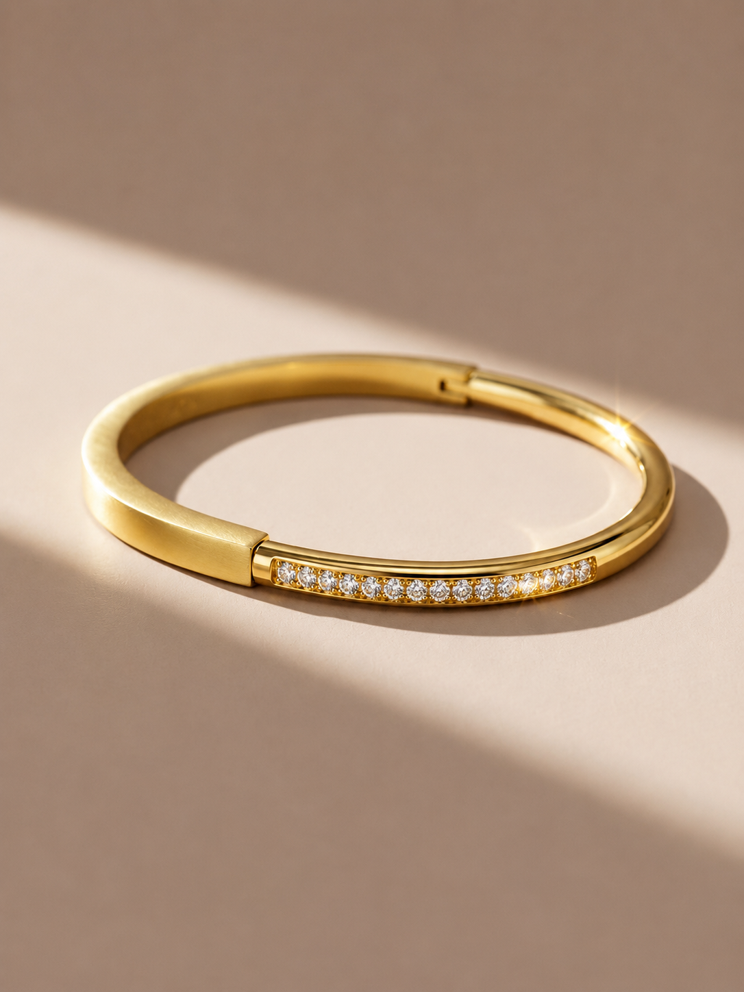 Crystal diamond gold bangel bracelet