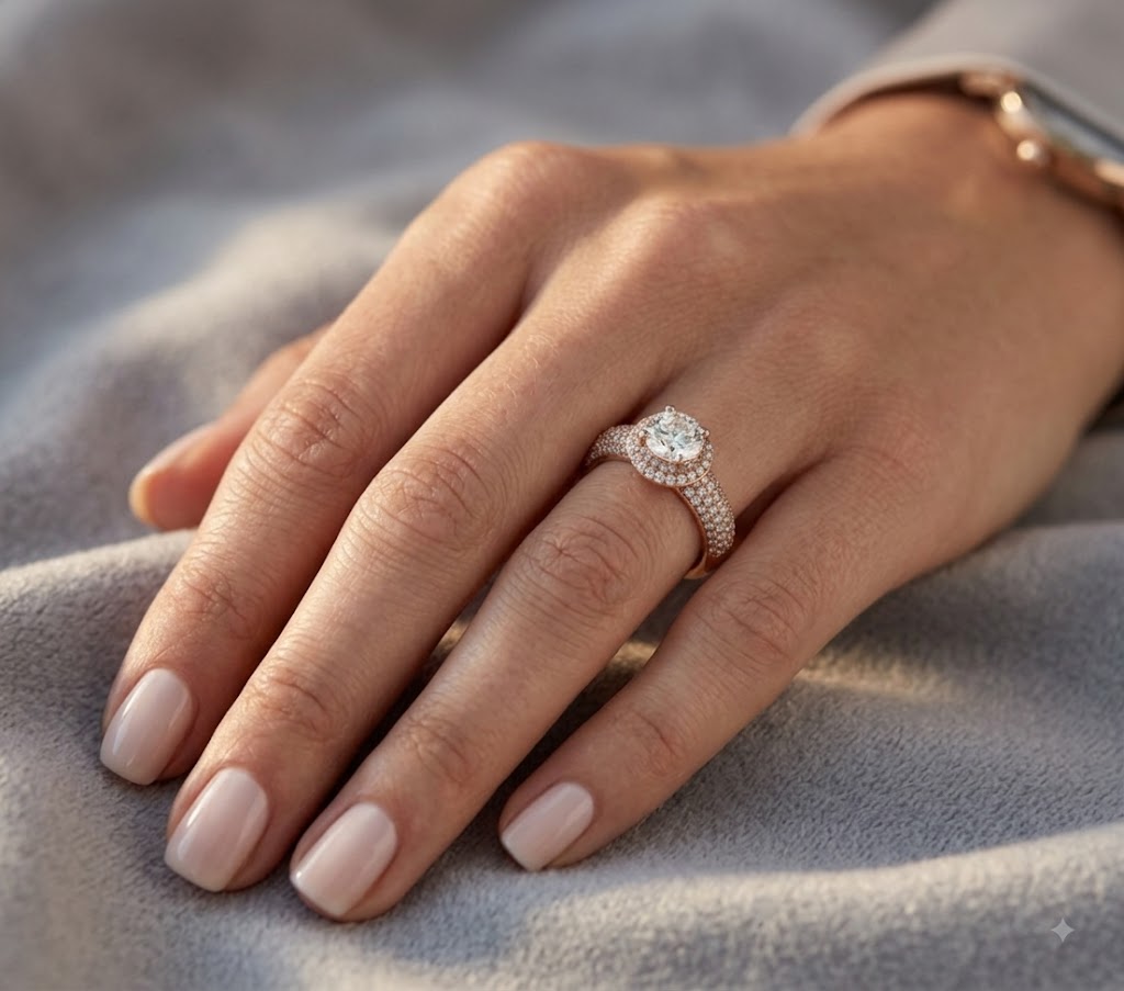 Ananya Layered Diamond Rose Gold Ring – anti-tarnish rose gold ring by Nesiy (view 2)