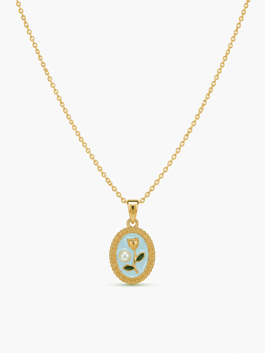 Oval Flower Pendant Necklace | 18K Gold-Plated Demi-Fine Jewellery