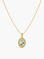 Oval Flower Pendant Necklace | 18K Gold-Plated Demi-Fine Jewellery