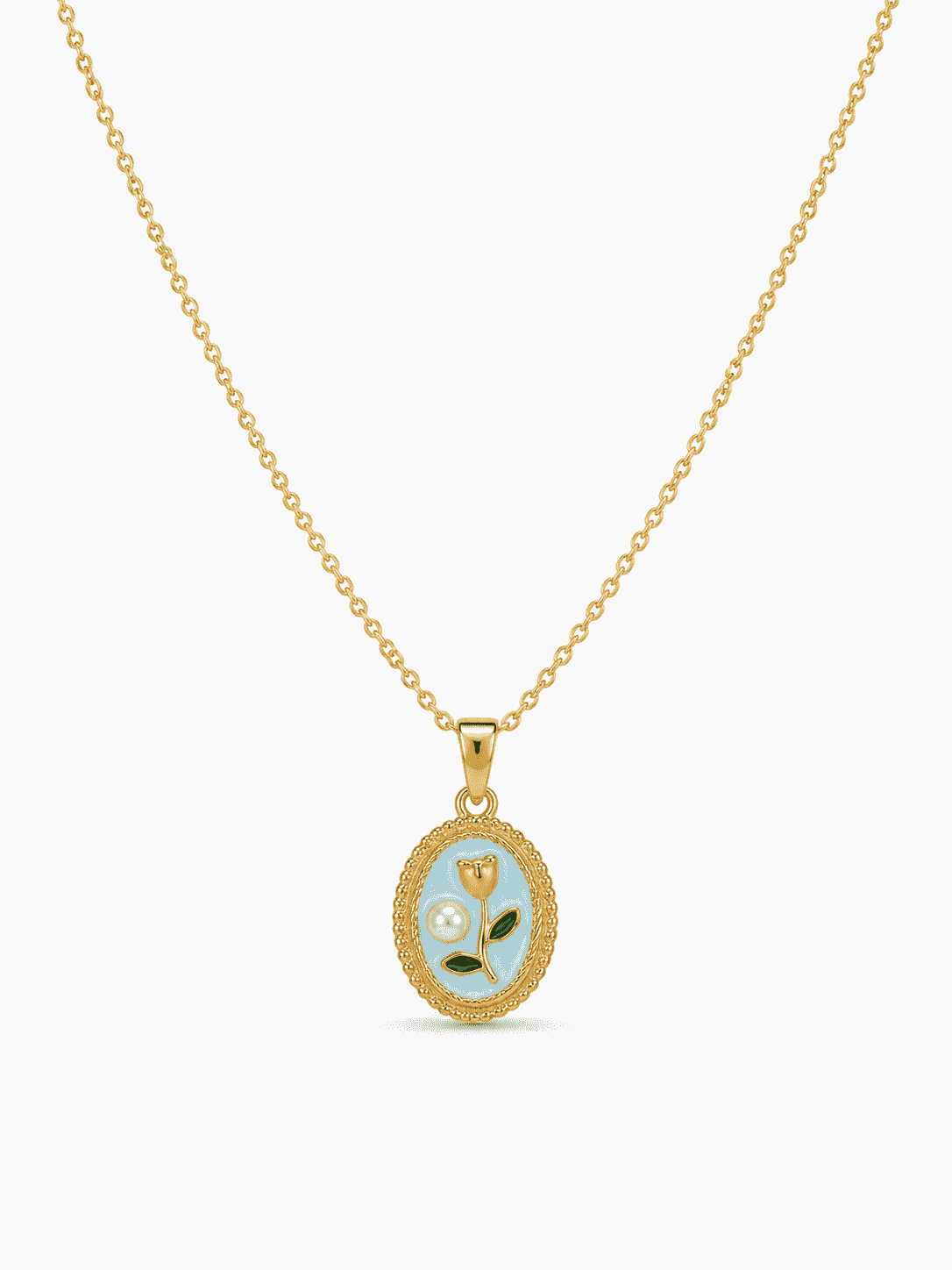 Oval Flower Pendant Necklace | 18K Gold-Plated Demi-Fine Jewellery