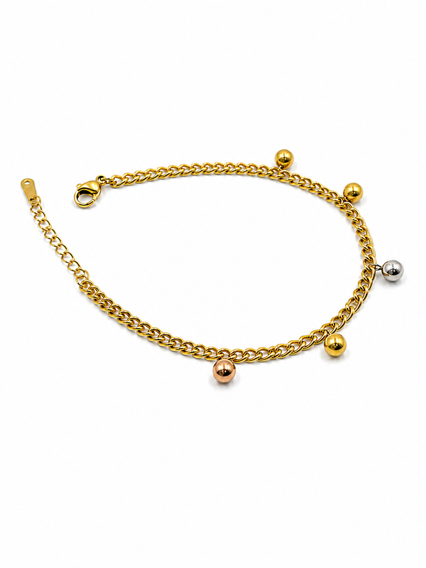 Anti-Tarnish Two-Tone Ball Charm Bracelet | 18K Gold-Plated Demi-Fine Jewellery