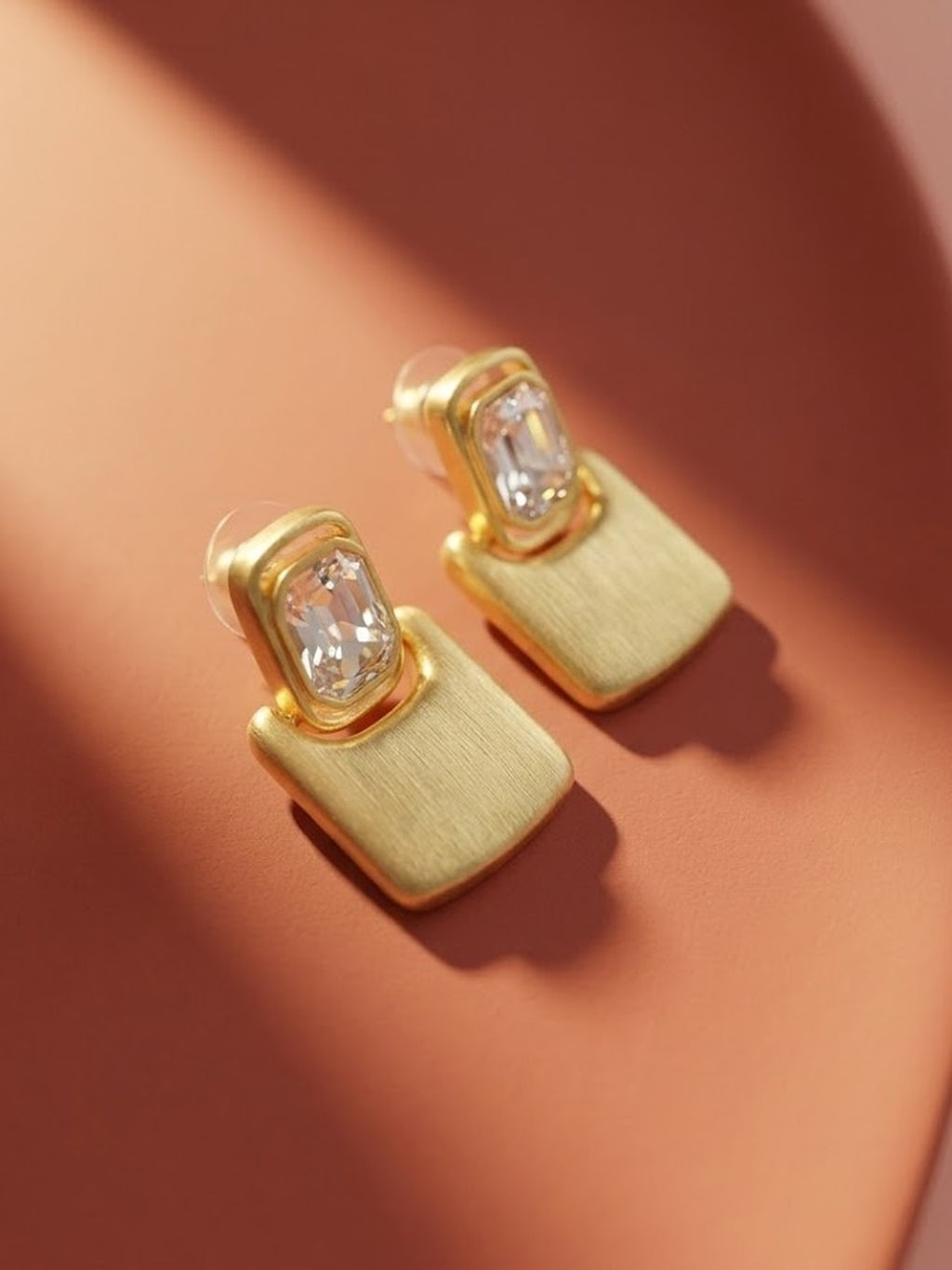 Matte Gold Diamond Drop Earrings