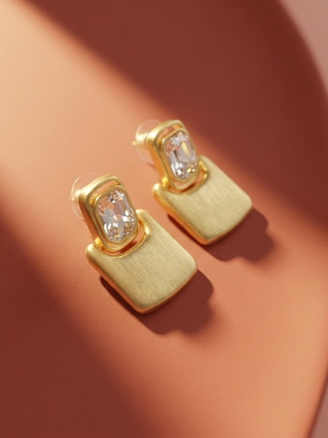 Matte Gold Diamond Drop Earrings