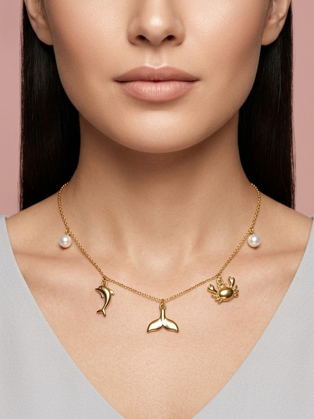 Golden sea charm necklace
