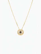 Round Halo Crystal Pendant Necklace | Anti-Tarnish 18K Gold-Plated Jewellery
