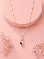 Gold-Plated Enamelled Pink Floral Themed Necklace