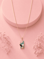Green Enamel Flower Pendant Necklace | Anti-Tarnish Demi-Fine Jewellery
