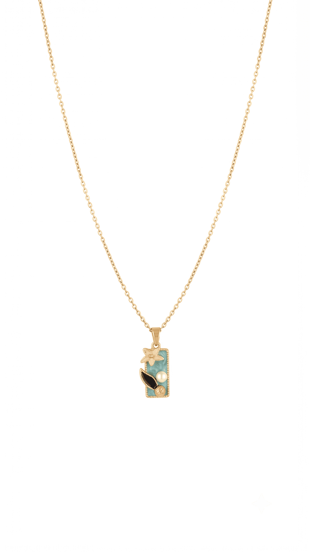 Green Enamel Flower Pendant Necklace | Anti-Tarnish Demi-Fine Jewellery