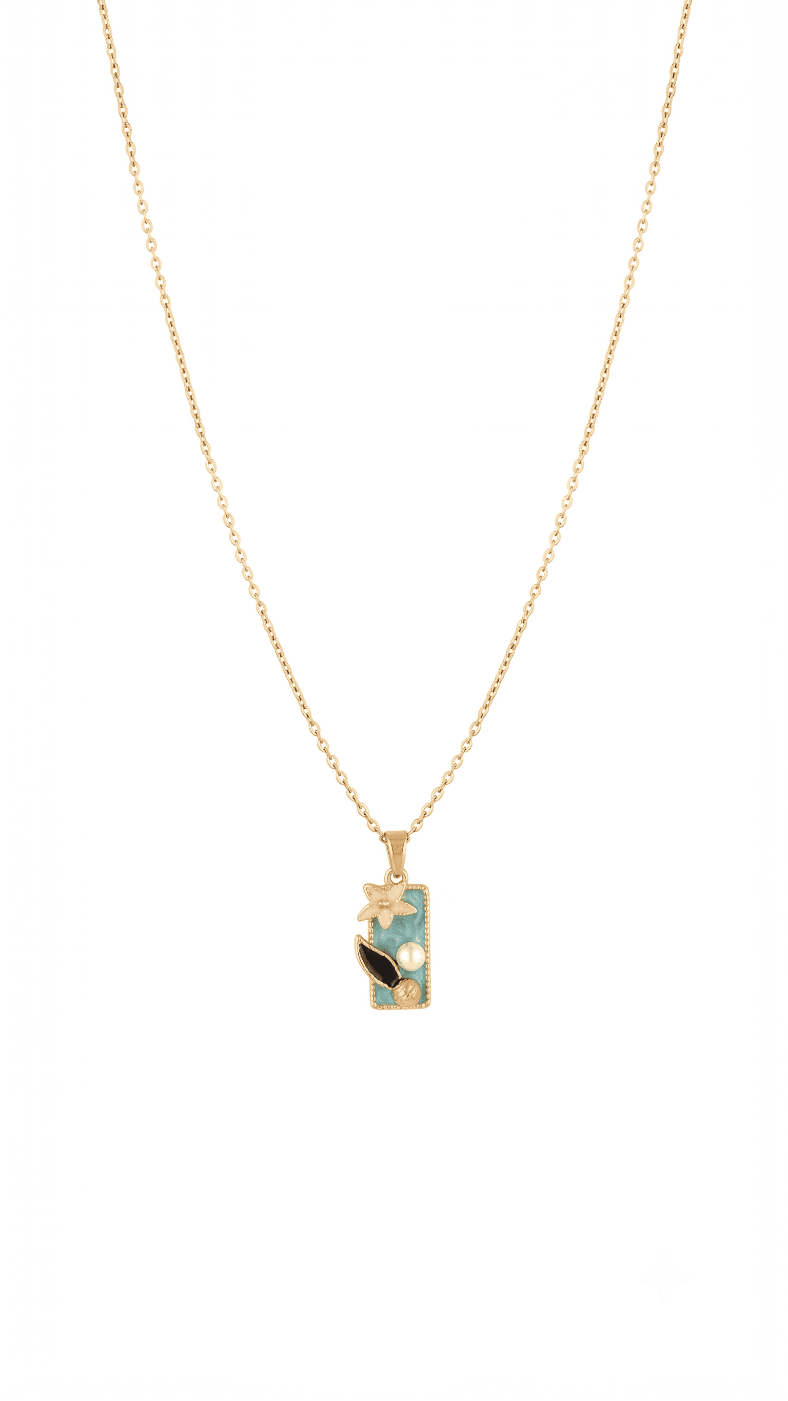 Green Enamel Flower Pendant Necklace | Anti-Tarnish Demi-Fine Jewellery