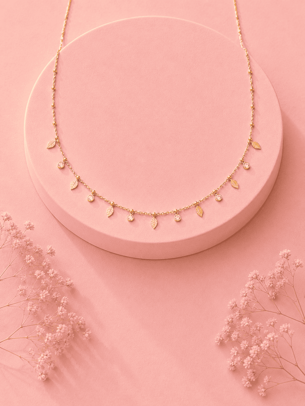 Leaf Charm Station Necklace | Anti-Tarnish 18K Gold-Plated Demi-Fine Jewellery