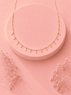 Leaf Charm Station Necklace | Anti-Tarnish 18K Gold-Plated Demi-Fine Jewellery